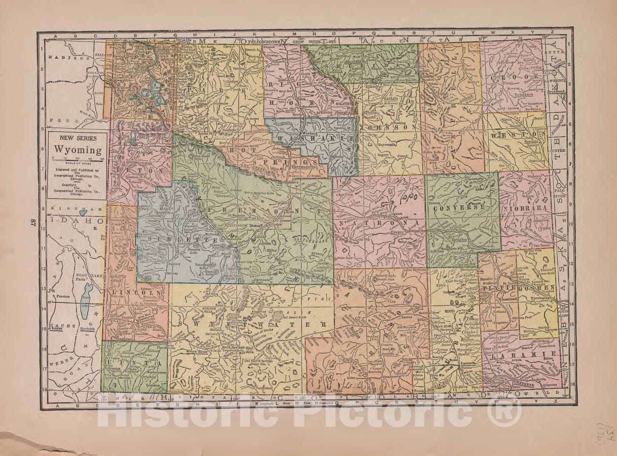 Historic 1921 Map - Atlas of Plymouth County, Iowa - Wyoming - Atlas of Plymouth County and The World
