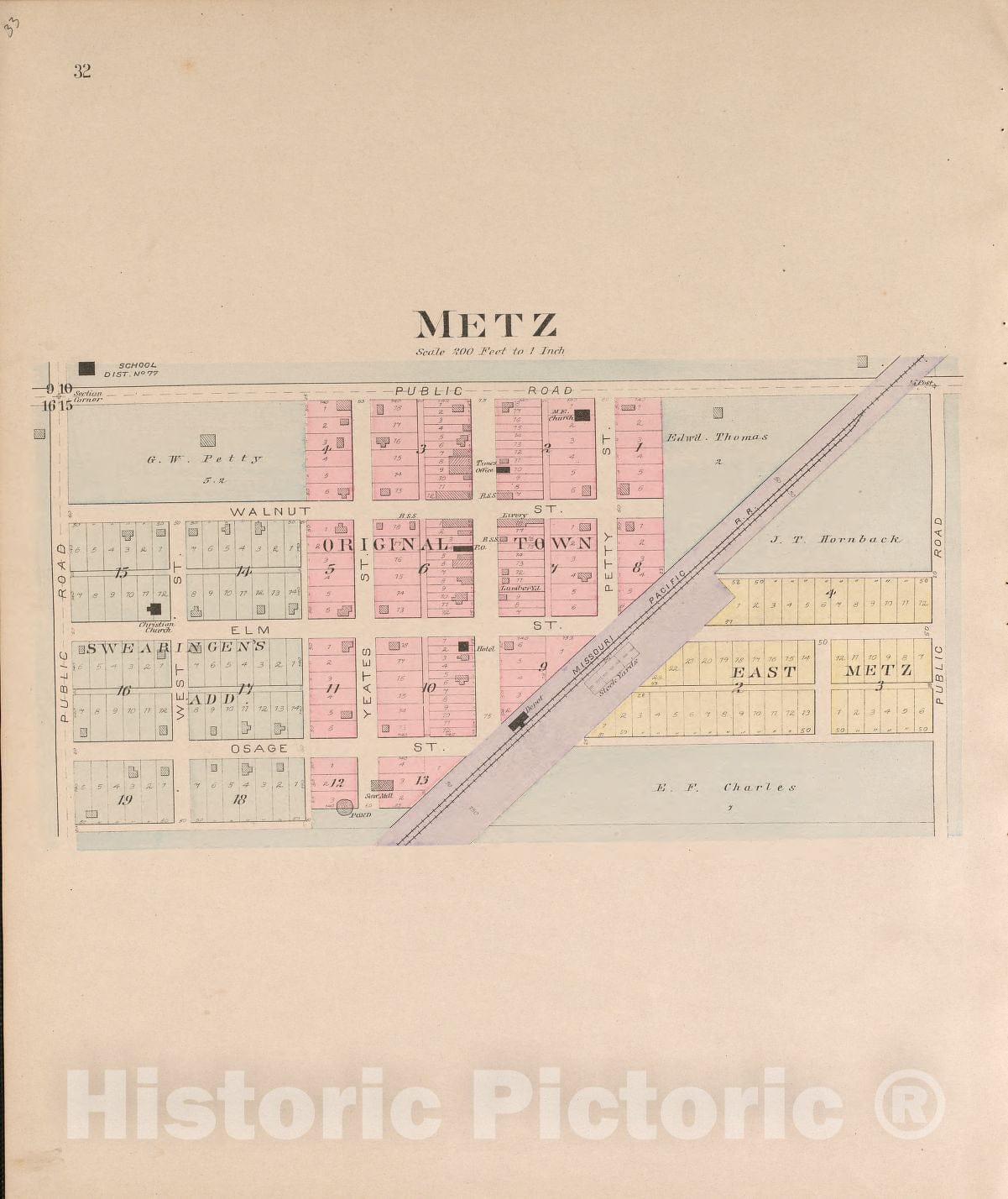 Historic 1903 Map - Plat Book of Vernon County, Missouri - Metz 1
