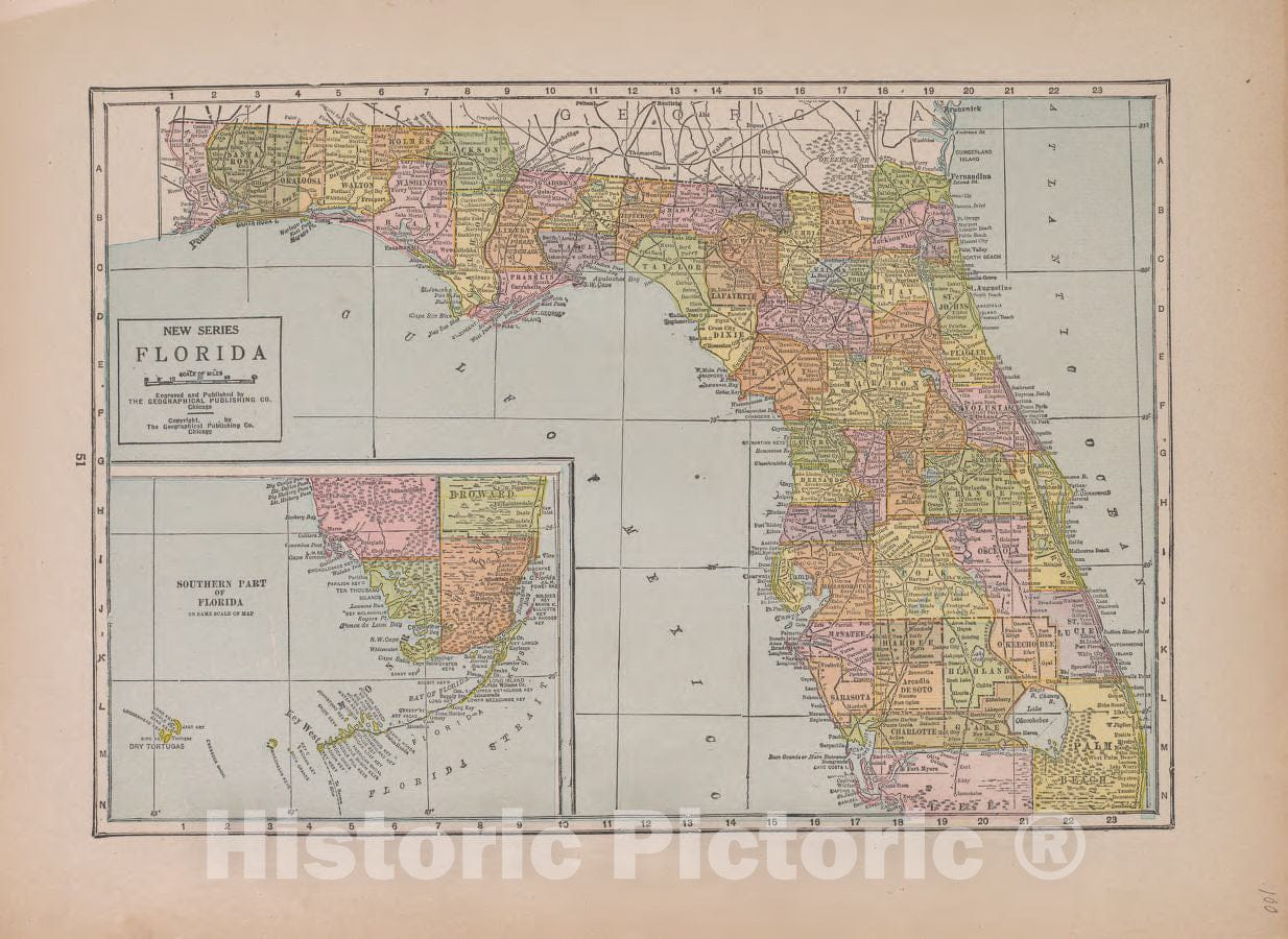 Historic 1921 Map - Atlas of Plymouth County, Iowa - Florida - Atlas of Plymouth County and The World