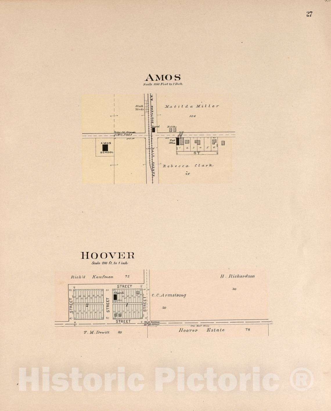 Historic 1903 Map - Plat Book of Vernon County, Missouri - Amos and Hoover