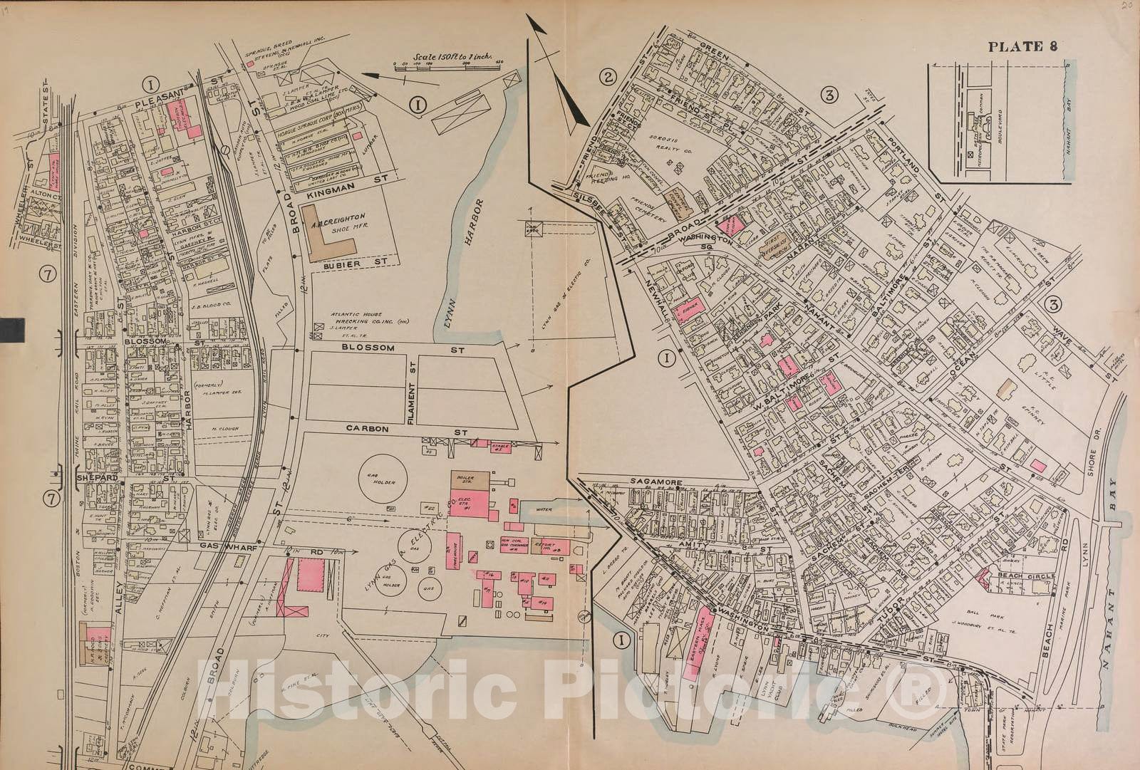 Historic 1897 Map - Atlas of The City of Lynn, Massachusetts - Lynn, Plate 8 - Lynn, 1897