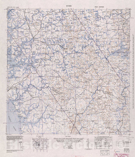 Historic 1942 Map - Sierra Leone, Africa - 1:250,000 - Moyamba - 1st ed.
