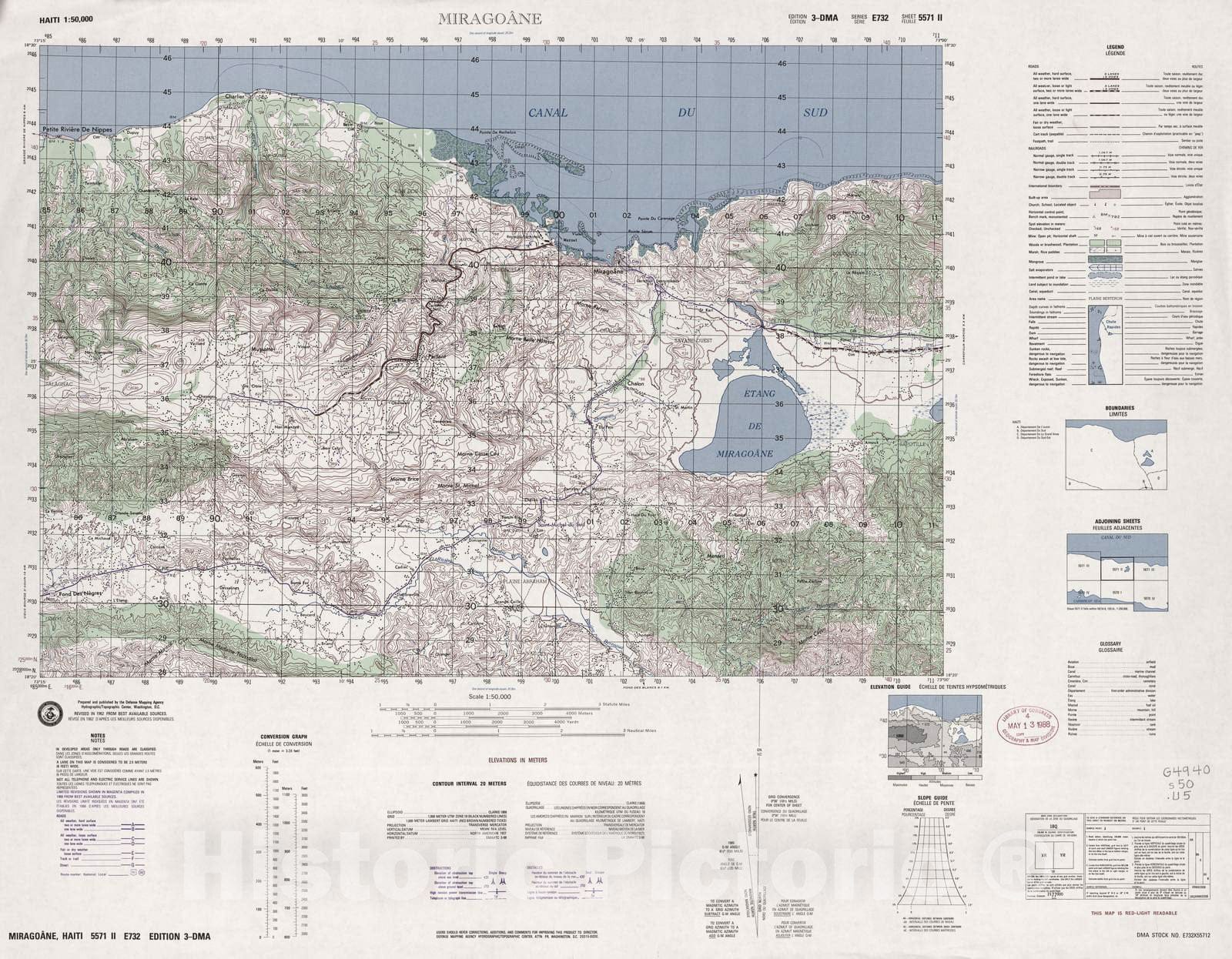 Historic 1948 Map - Haiti 1:50,000. - Miragoane, Sheet 5571 II - 3 ed.