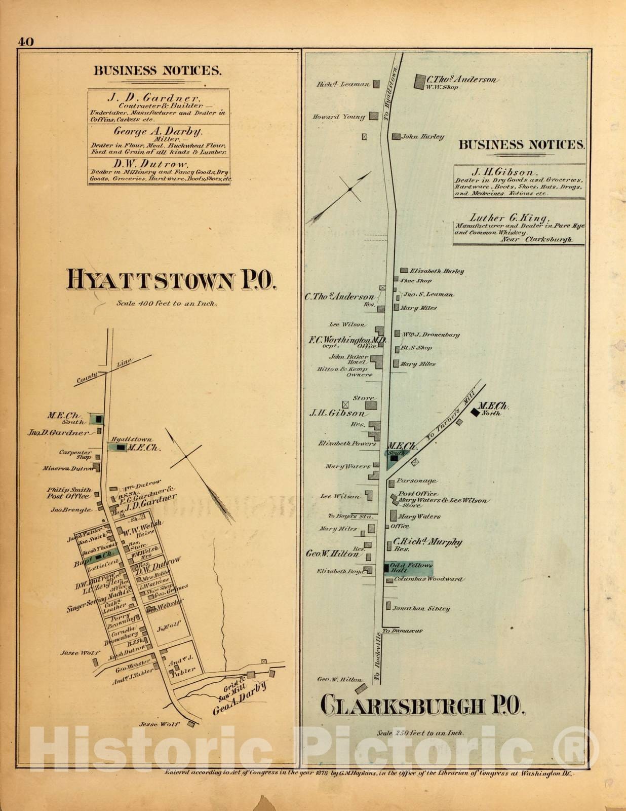 Historic 1879 Map - Atlas of Fifteen Miles Around Washington, Including The County of Montgomery, Maryland - Spaldings Dist. No. 6