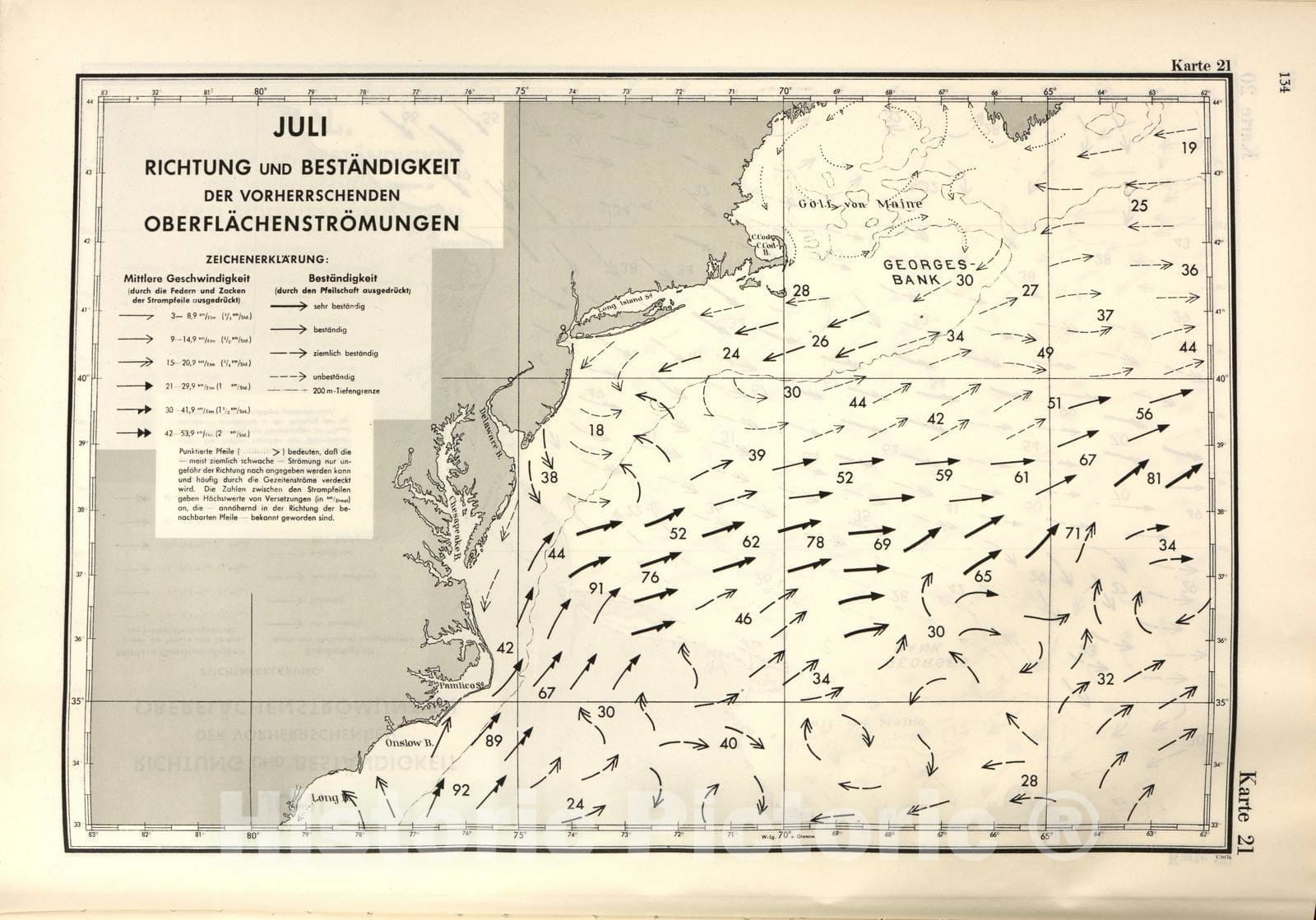 Historic 1943 Map - Ubootshandbuch der OstkÃ¼ste der Vereinigten Staaten von Nordamerika, NÃ¶rdlicher Teil (Atlas) - New York Karte 6a
