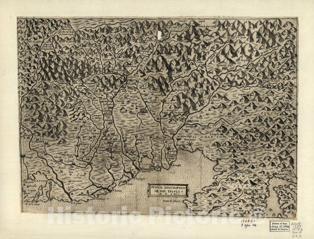 Historic 1575 Map - Geografia tavole Moderne di geografia. - Friuli, Italy, 1561
