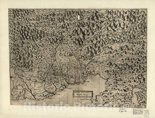 Historic 1575 Map - Geografia tavole Moderne di geografia. - Friuli, Italy, 1561
