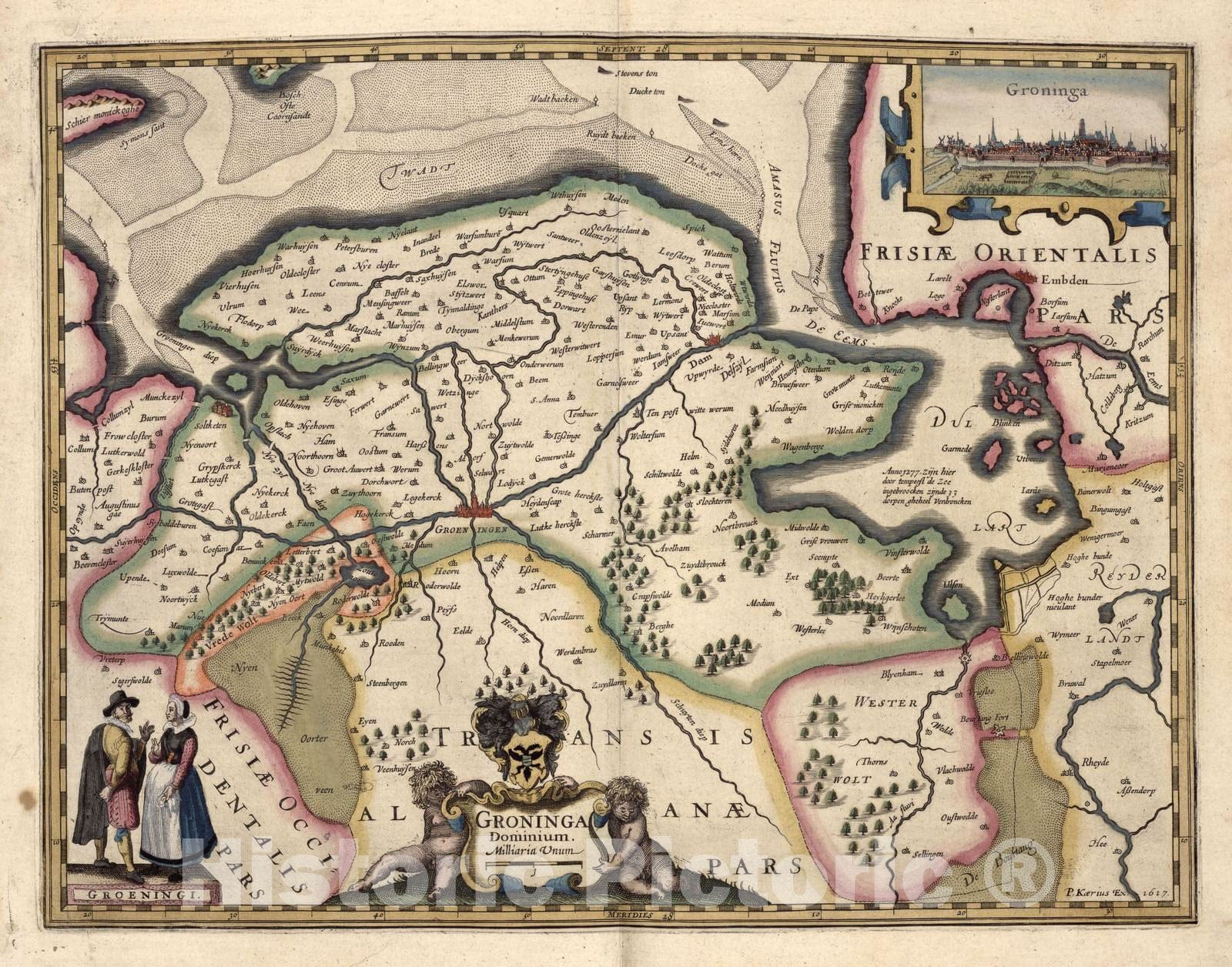 Historic 1622 Map - La Germanie infÃ©rieure de Petrus Keerius - Groninga - Germanie infÃ©rieure de P. Keerius