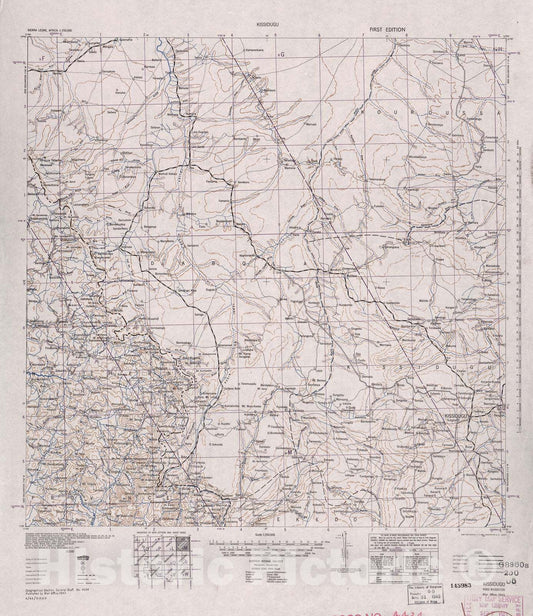 Historic 1942 Map - Sierra Leone, Africa - 1:250,000 - Kissidugu - 1st ed.