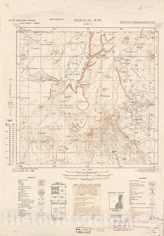 Historic 1940 Map - East Africa 1:250,000 - Maralal N.W. (Zone H)