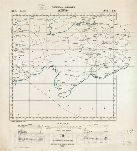 Historic 1910 Map - Africa 1:125,000 Sierra Leone. - Mussumbu Sheet 58-X-II