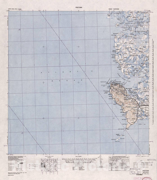 Historic 1942 Map - Sierra Leone, Africa - 1:250,000 - Freetown - 1st ed.