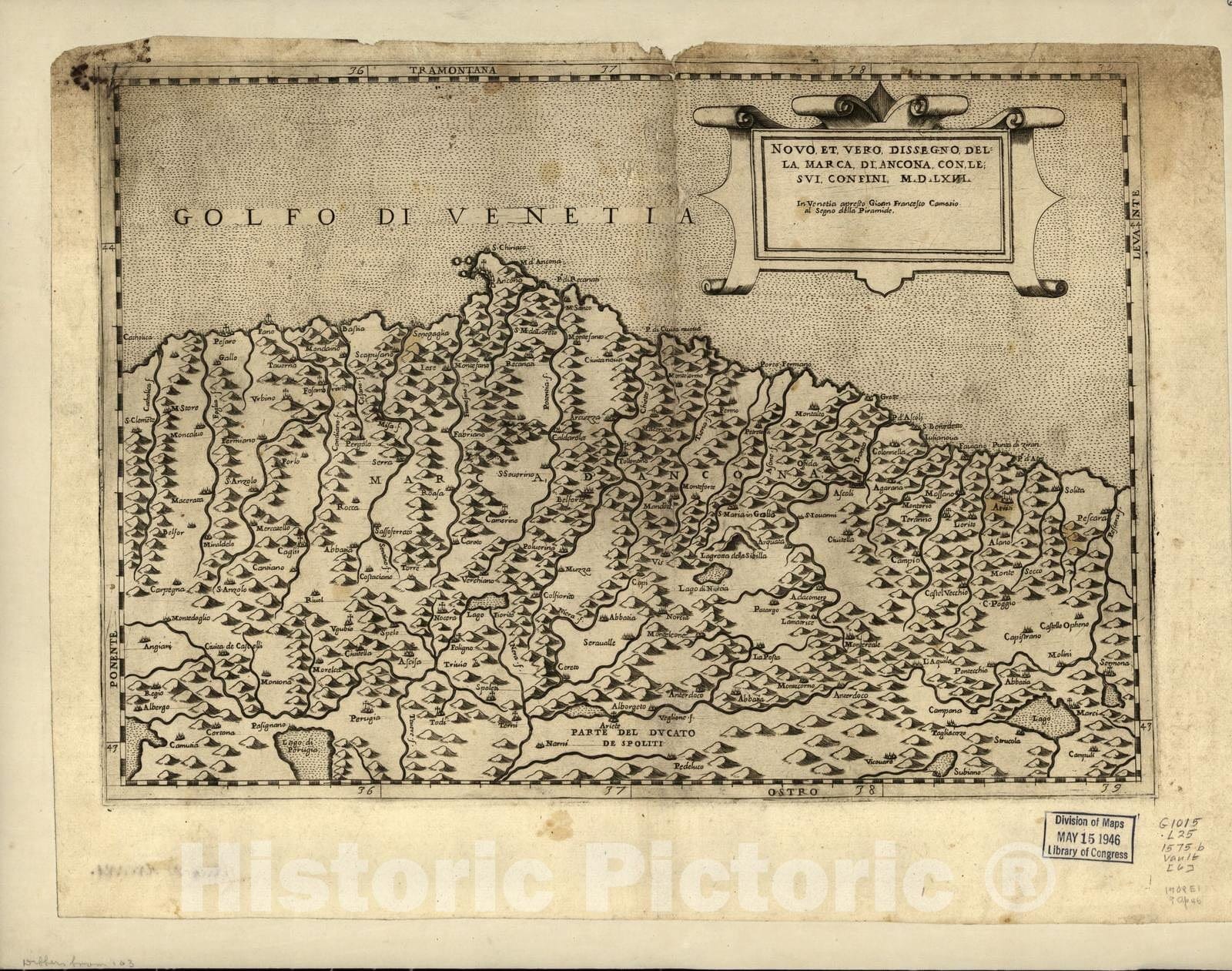 Historic 1575 Map - Geografia tavole Moderne di geografia. - Ancona, Italy