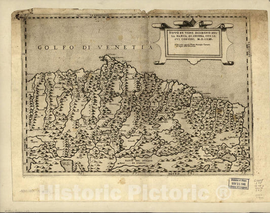 Historic 1575 Map - Geografia tavole Moderne di geografia. - Ancona, Italy