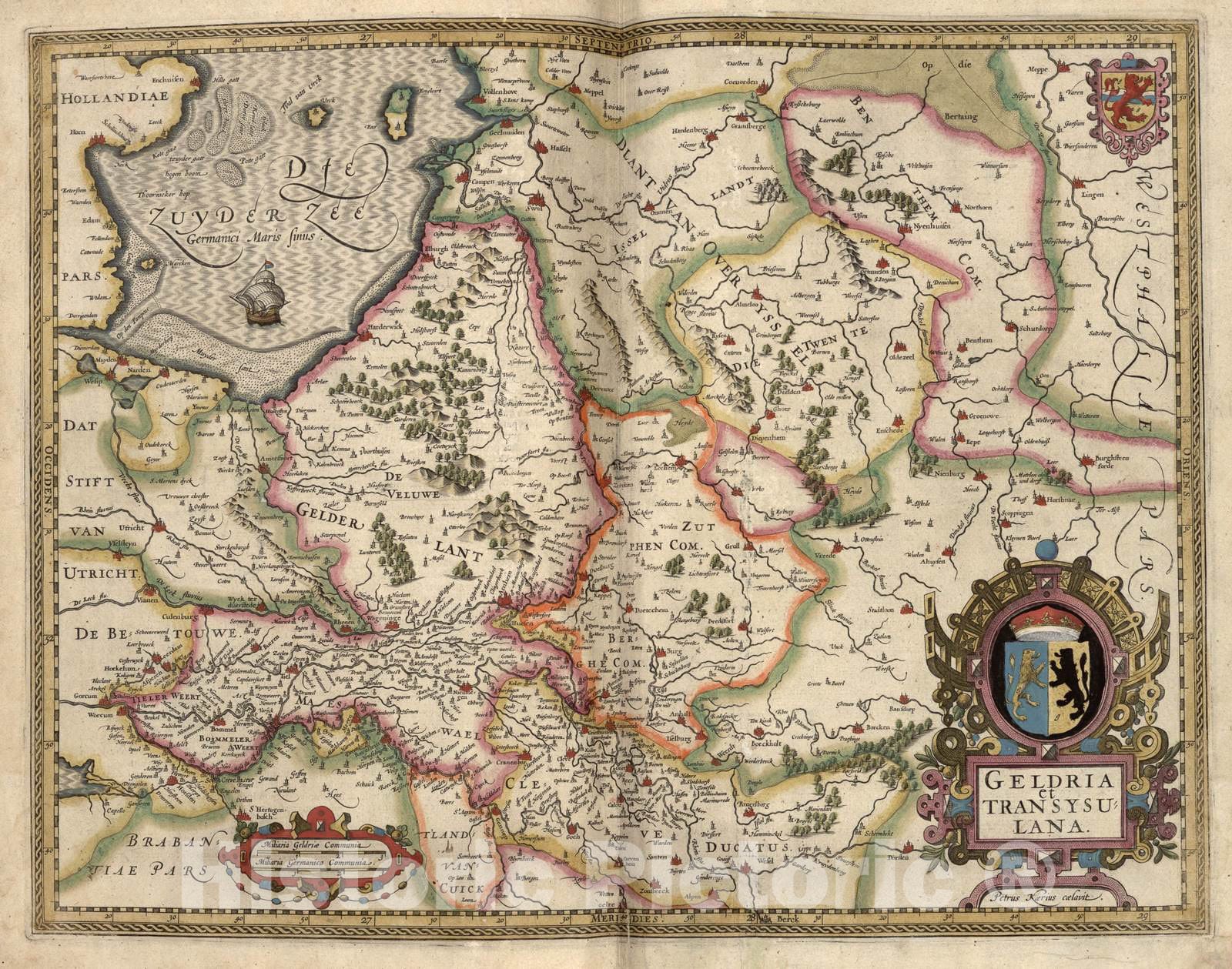 Historic 1622 Map - La Germanie infÃ©rieure de Petrus Keerius - Geldria et Transysulana - Germanie infÃ©rieure de P. Keerius