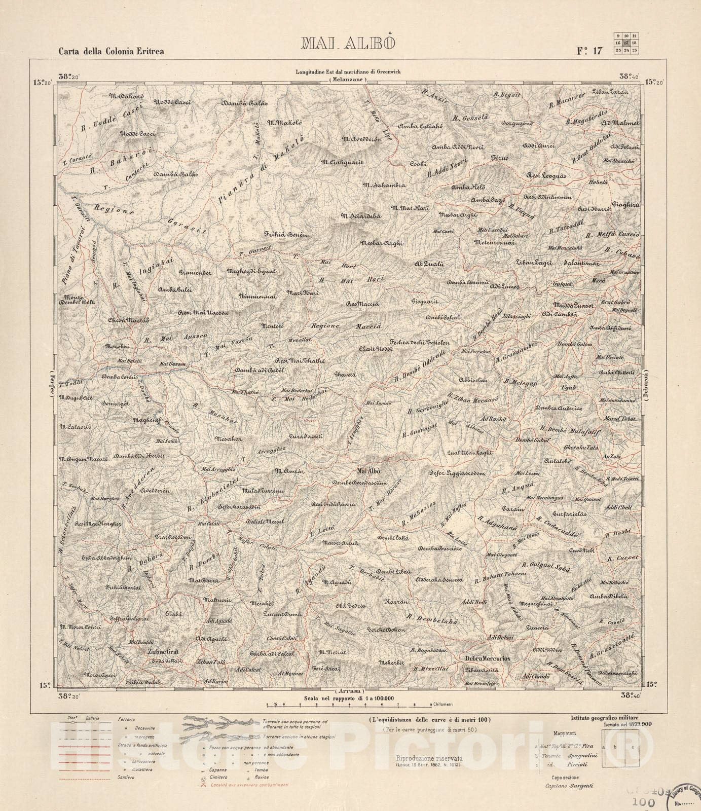 Historic 1889 Map - Carta Della Colonia Eritrea. - Mai Albo - F.17-1882
