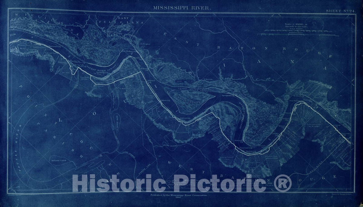 Historic 1892 Map - Map of The Mississippi River : from Cairo to Donaldsonville. - Sheet 7