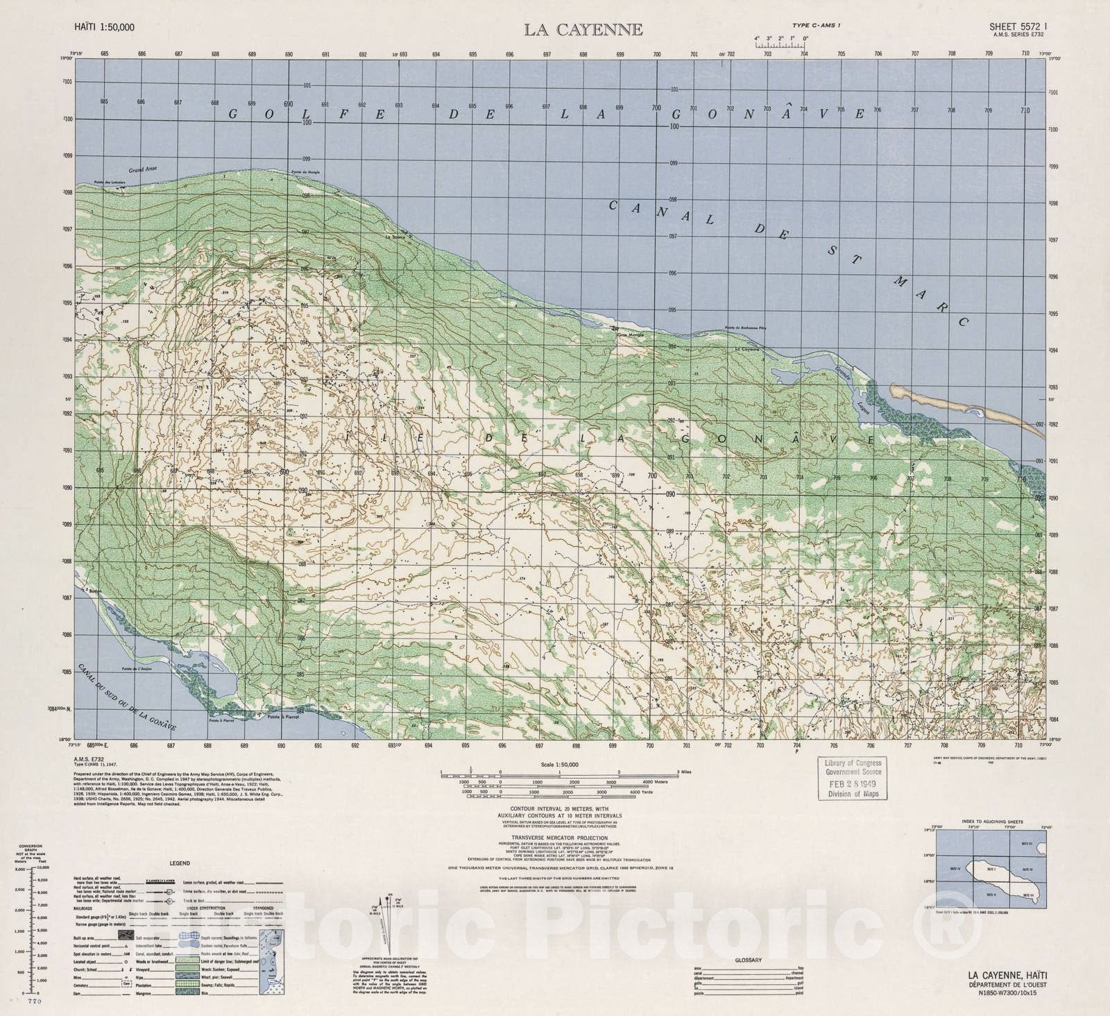 Historic 1948 Map - Haiti 1:50,000. - La Cayenne, Sheet 5572 I - 1 ed.