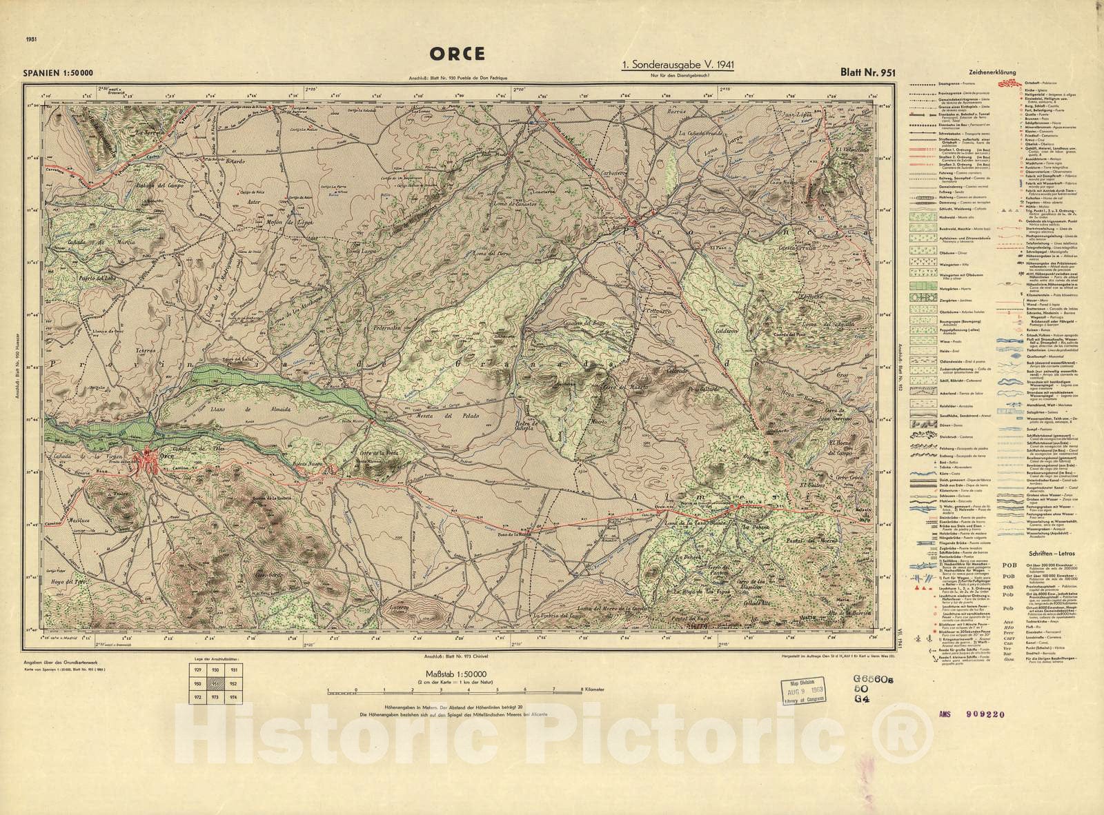 Historic 1940 Map - Spanien 1:50 000 - Orce, 1. Sonderausgabe V
