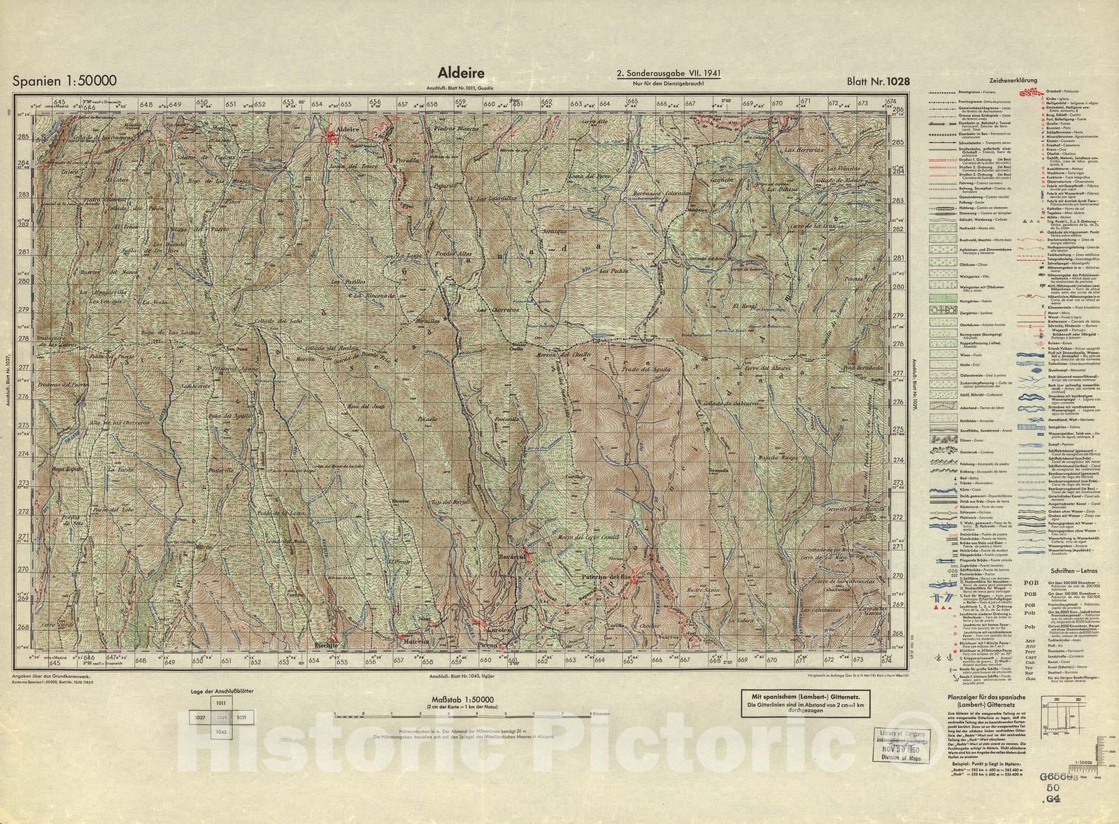 Historic 1940 Map - Spanien 1:50 000 - Aldeire, 2. Sonderausgabe VII