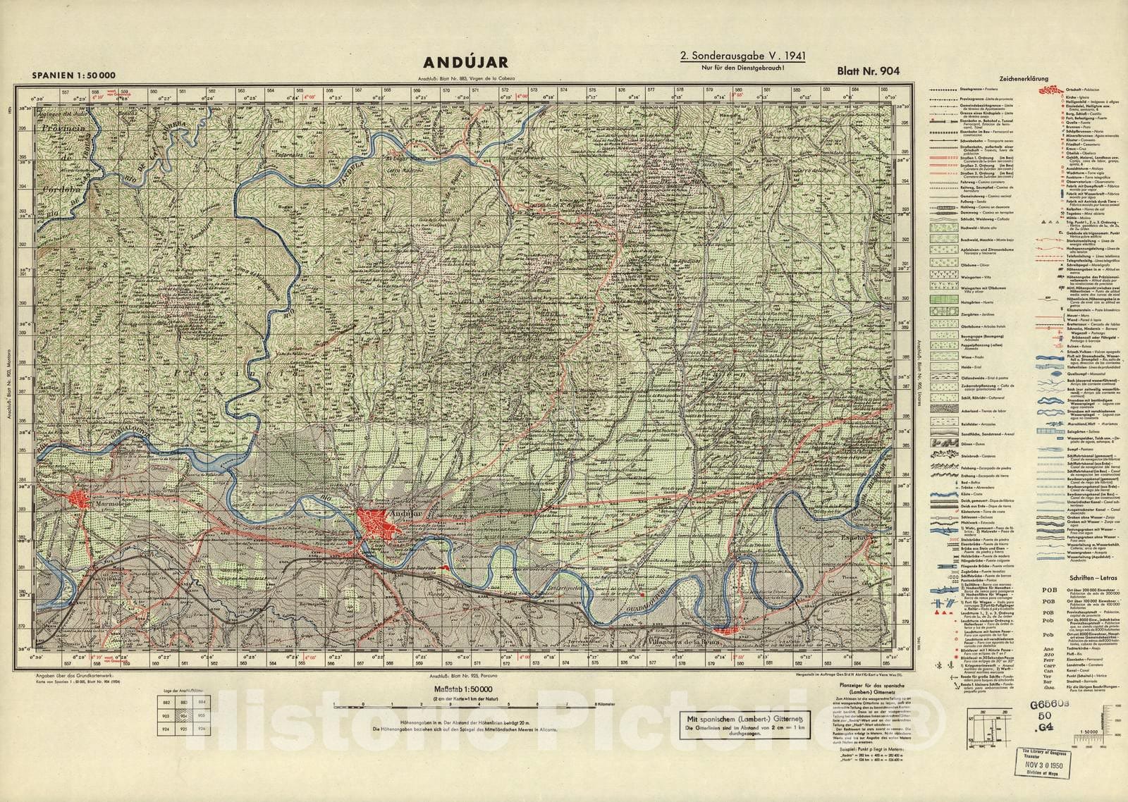 Historic 1940 Map - Spanien 1:50 000 - Andujar, 2. Sonderausgabe V