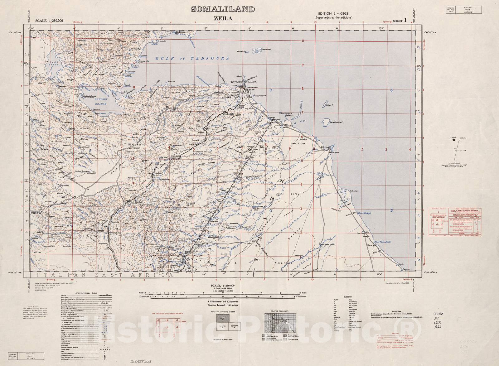 Historic 1952 Map - Somaliland 1:250,000. - Somaliland (Domo)