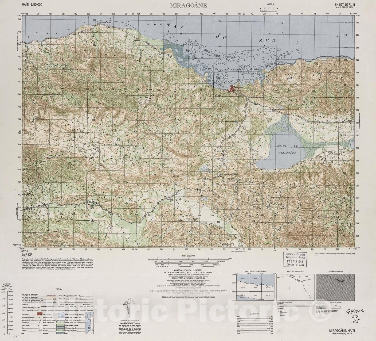 Historic 1948 Map - Haiti 1:50,000. - Miragoane, Sheet 5571 II - 1 ed.