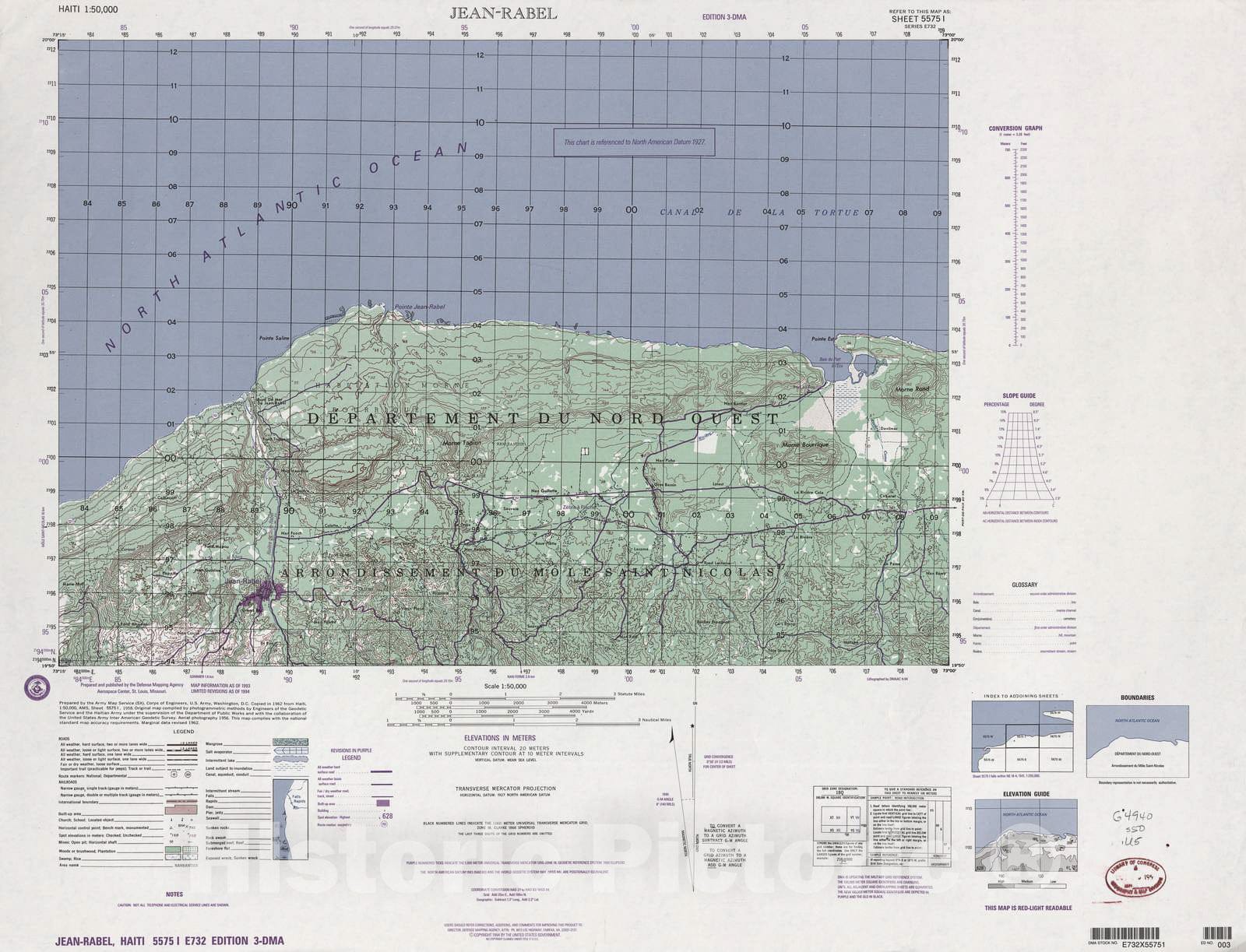 Historic 1948 Map - Haiti 1:50,000. - Jean-Rabel, Sheet 5575 I - 3 ed.