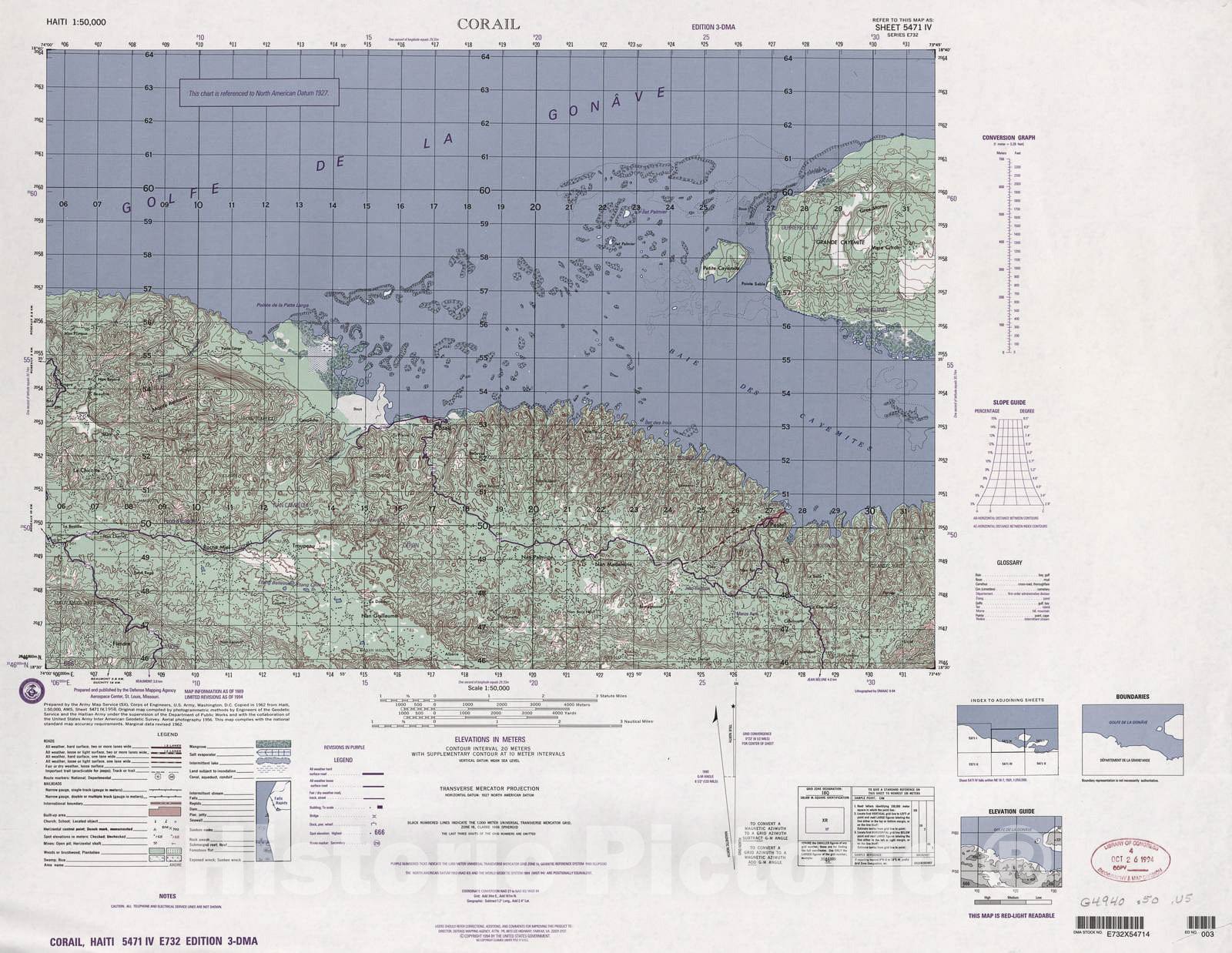 Historic 1948 Map - Haiti 1:50,000. - Corail, Sheet 5471 IV - 3 ed.