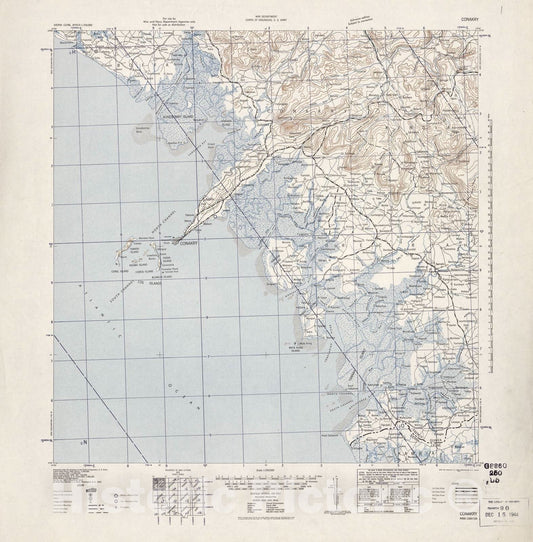 Historic 1942 Map - Sierra Leone, Africa - 1:250,000 - Conakry - Adv. ed.