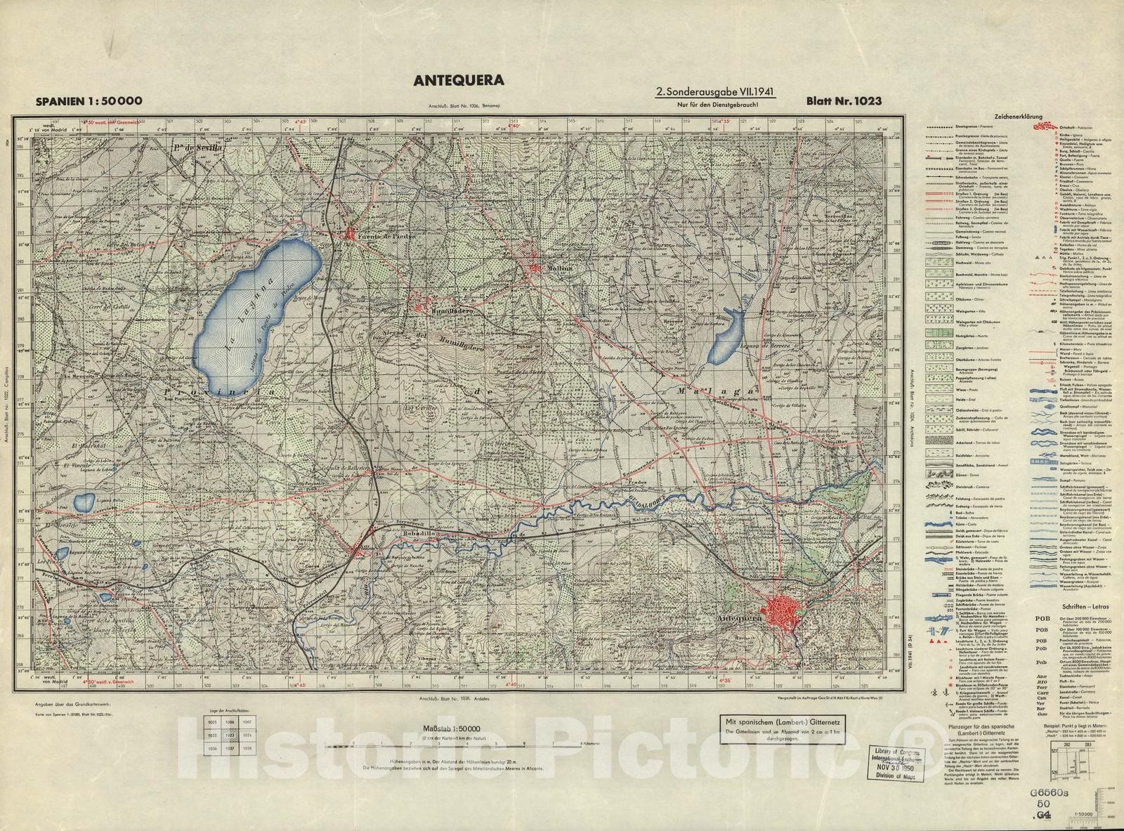 Historic 1940 Map - Spanien 1:50 000 - Antequera, 2. Sonderausgabe VII