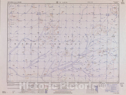 Historic 1954 Map - East Africa 1:250,000. - W 'Amur