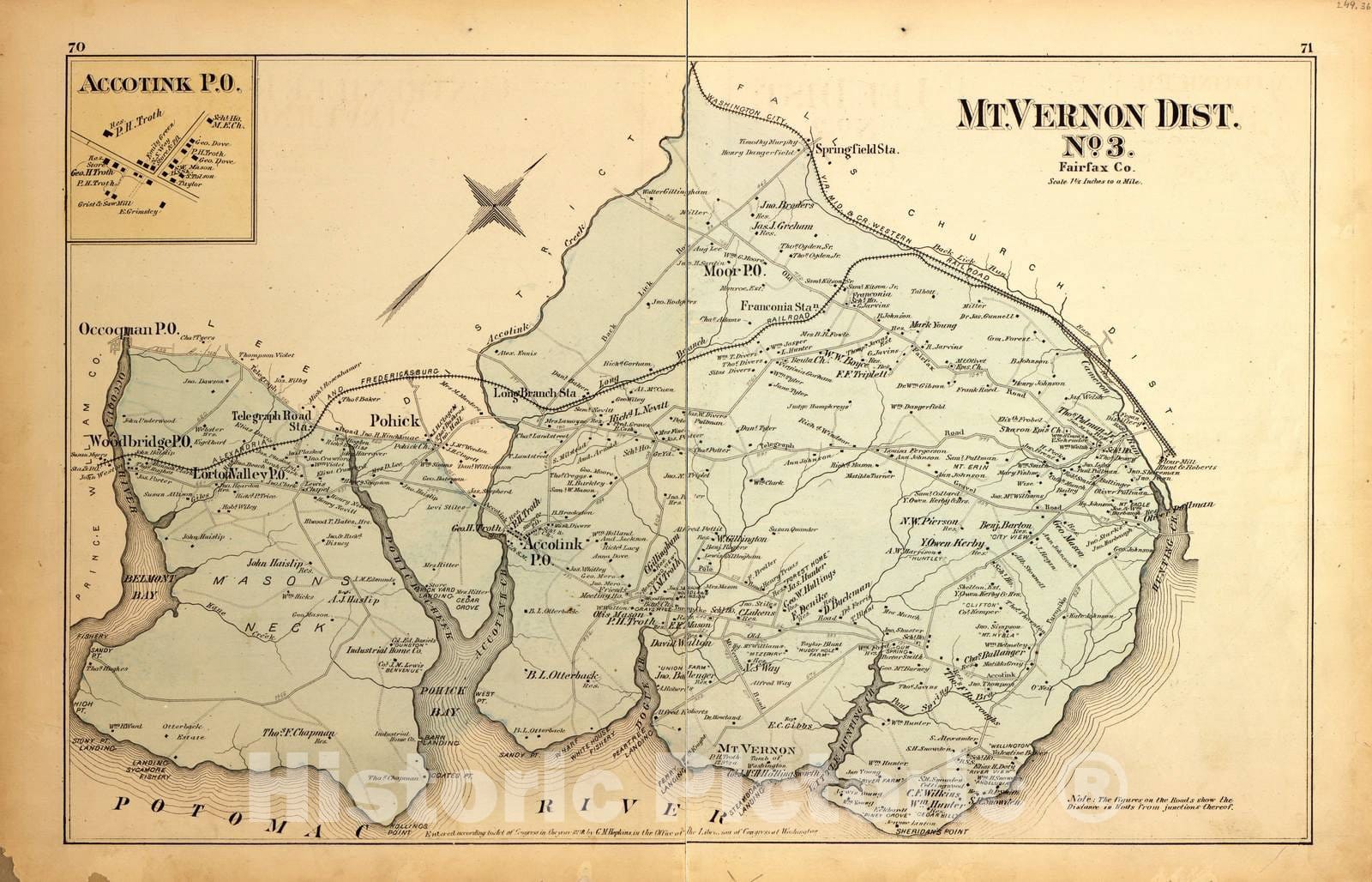 Historic 1879 Map - Atlas of Fifteen Miles Around Washington, Including The County of Montgomery, Maryland - Spaldings Dist. No. 6