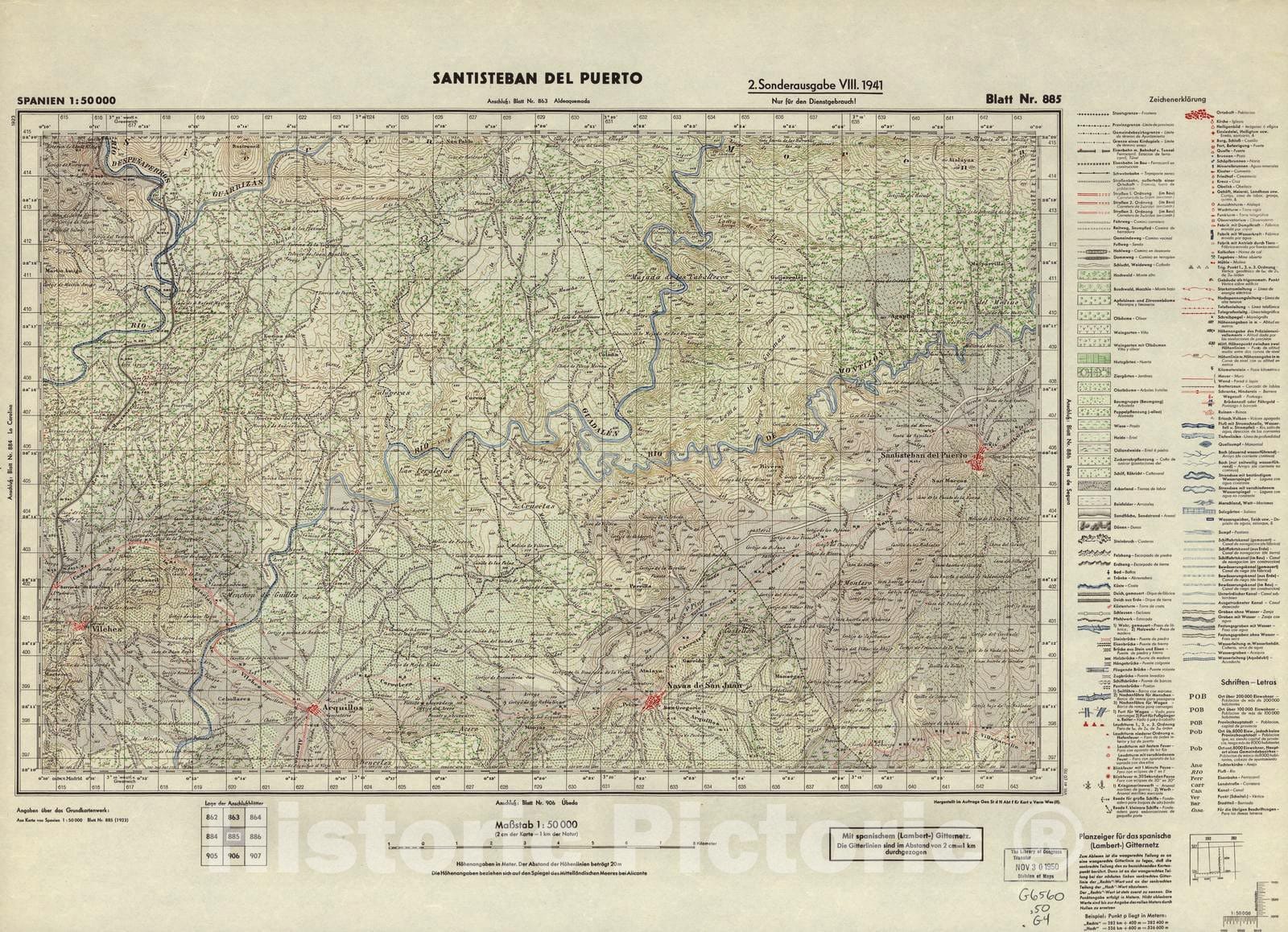 Historic 1940 Map - Spanien 1:50 000 - Santiisteban del Puerto, 2. Sonderausgabe VIII