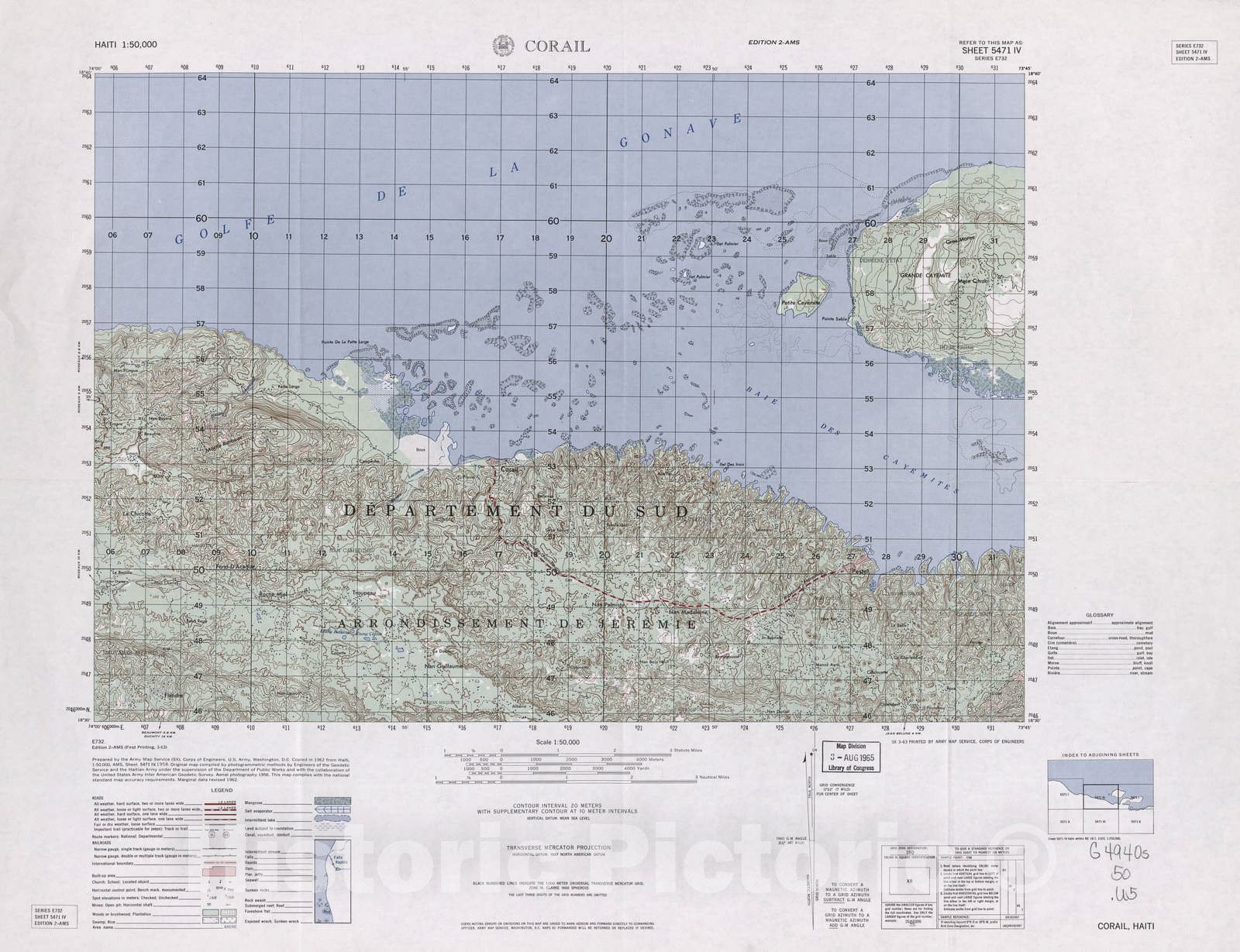Historic 1948 Map - Haiti 1:50,000. - Corail, Sheet 5471 IV - 2 ed.