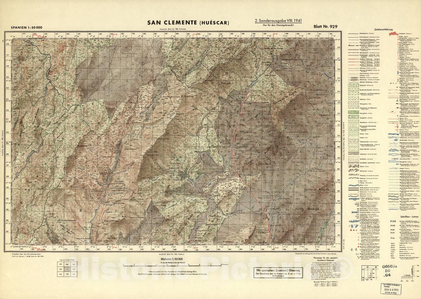 Historic 1940 Map - Spanien 1:50 000 - San Clemente (Huescar), 2. Sonderausgabe VIII