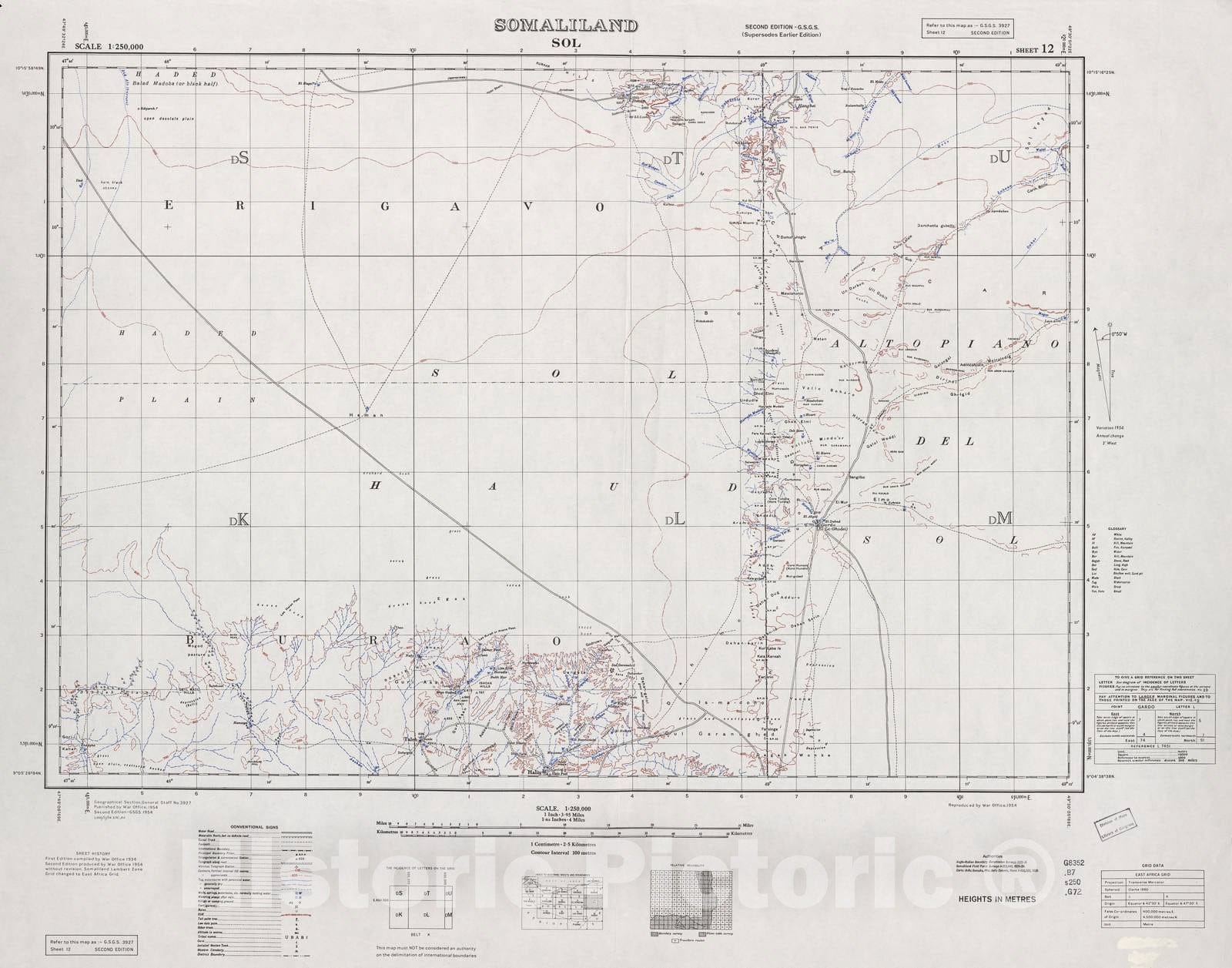 Historic 1952 Map - Somaliland 1:250,000. - Somaliland (Erigavo)