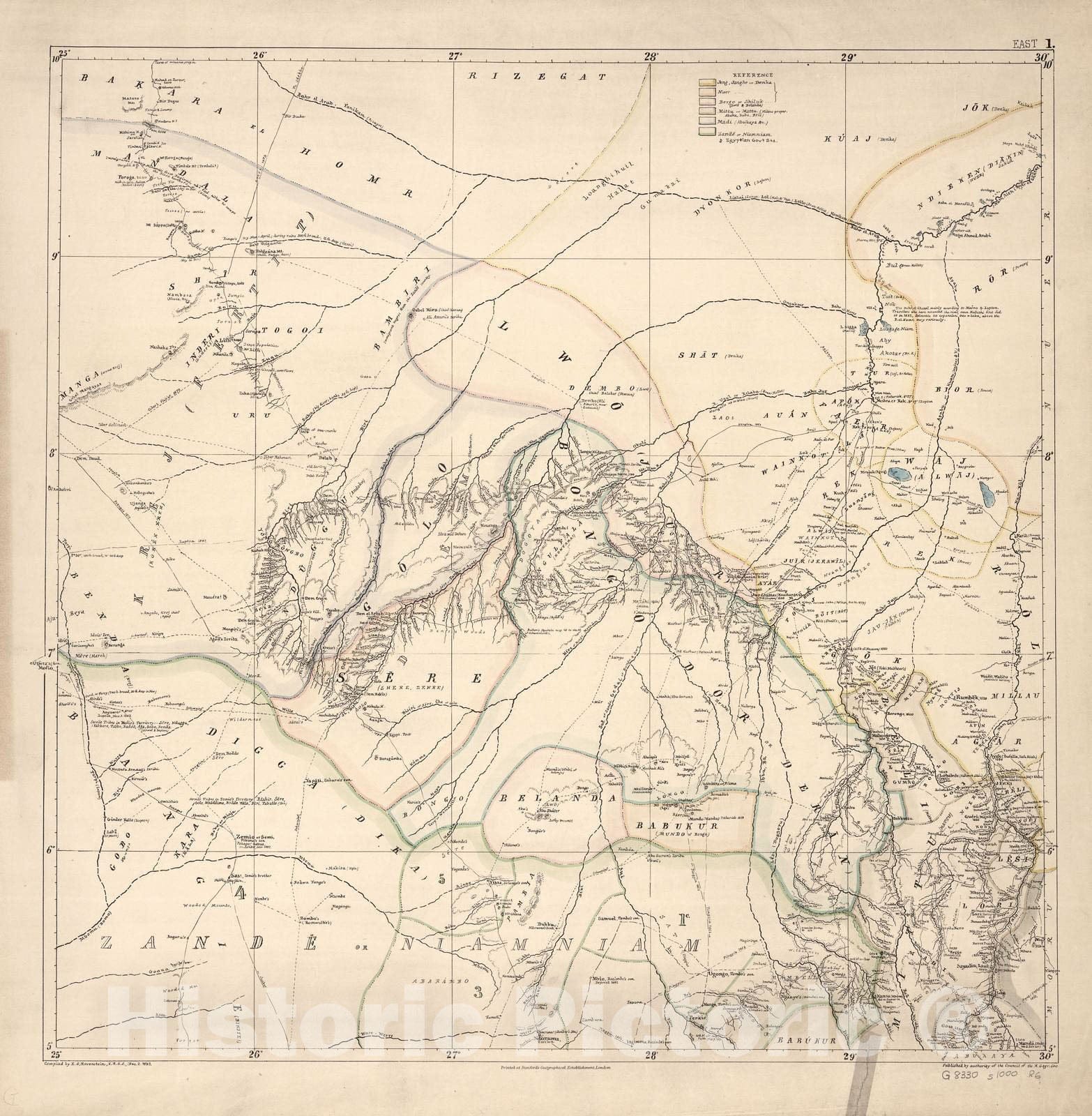 Historic 1881 Map - A map of Eastern Equatorial Africa - East 1