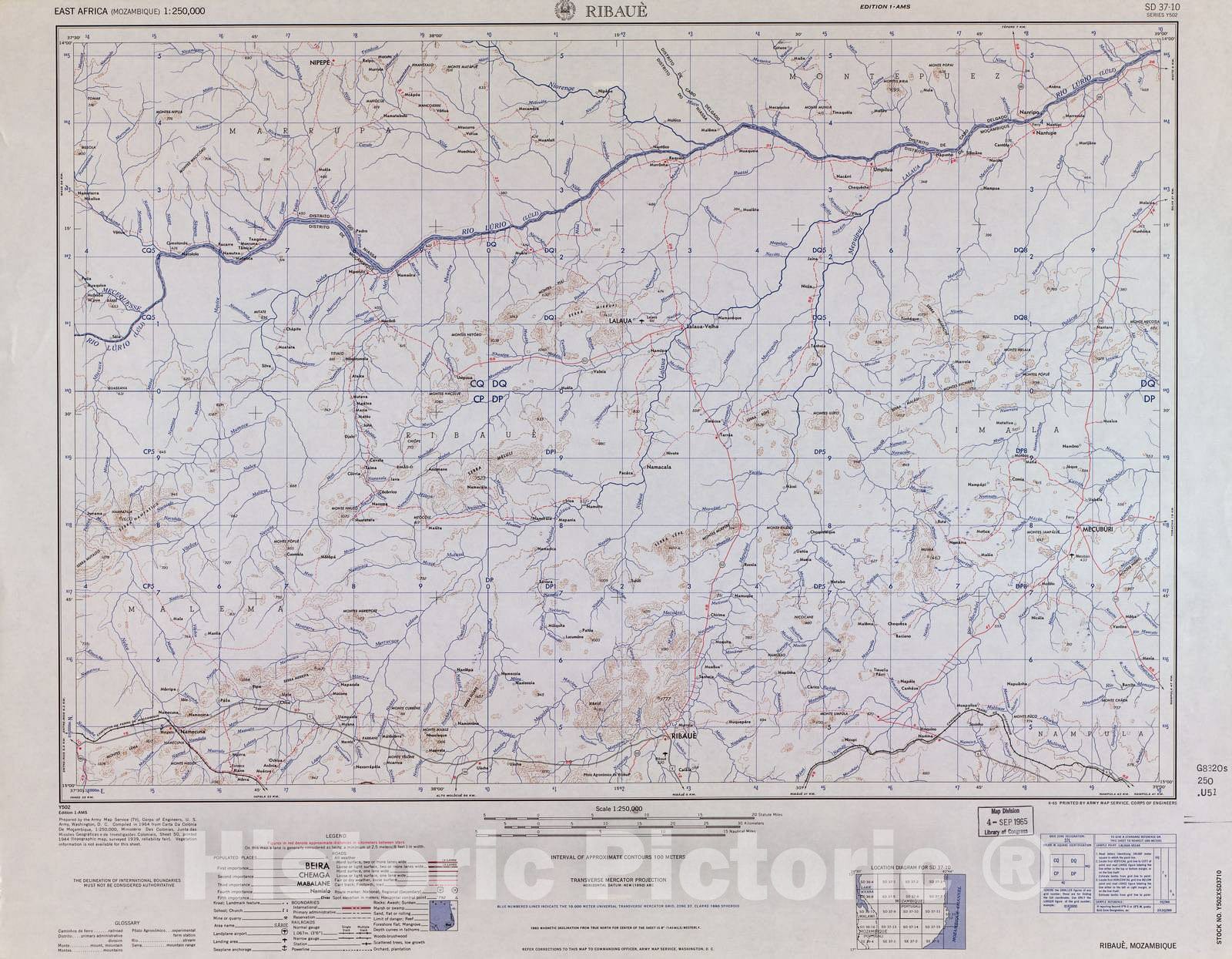 Historic 1954 Map - East Africa 1:250,000. - Ribaue