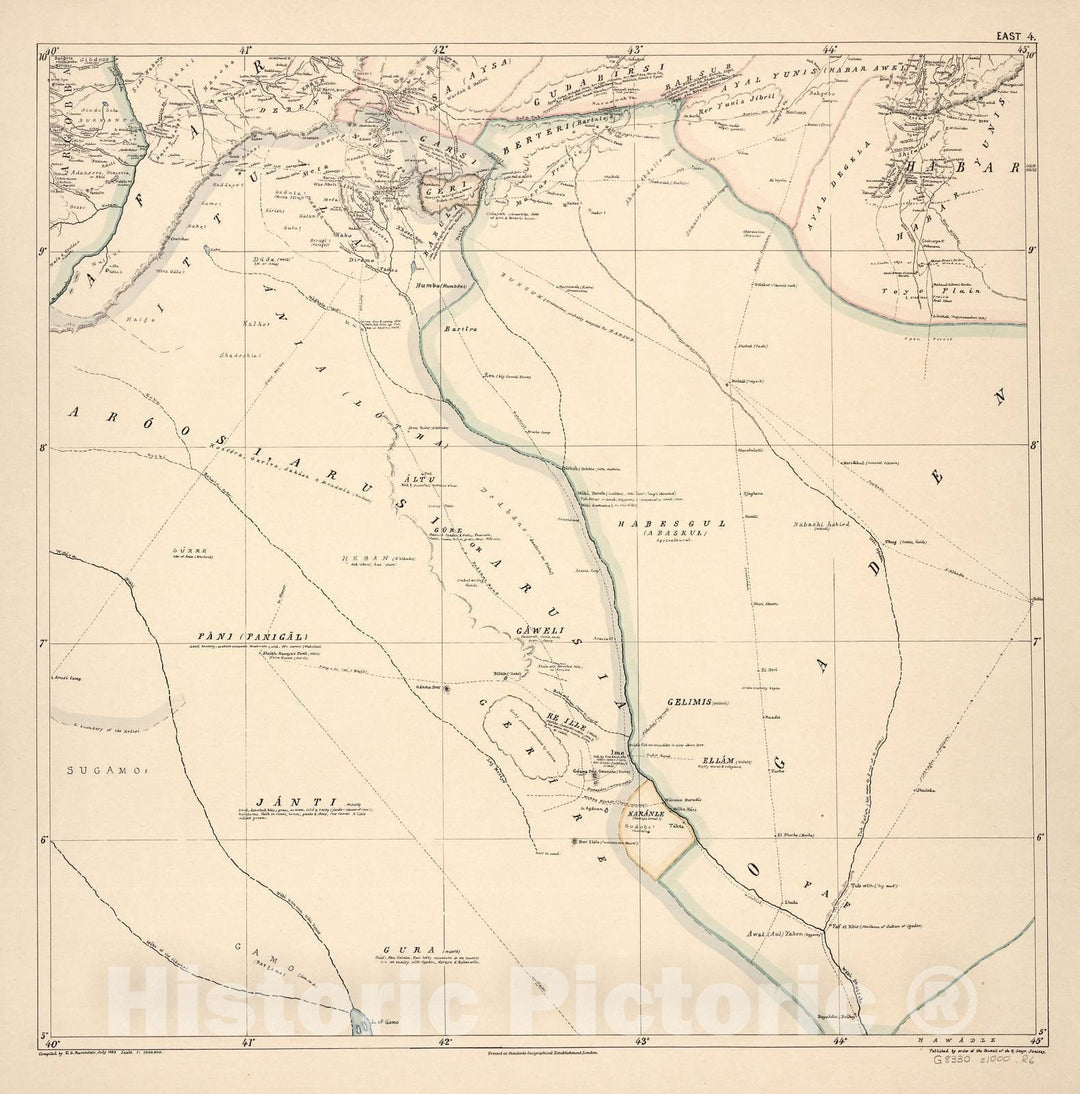 Historic 1881 Map - A map of Eastern Equatorial Africa - East 4