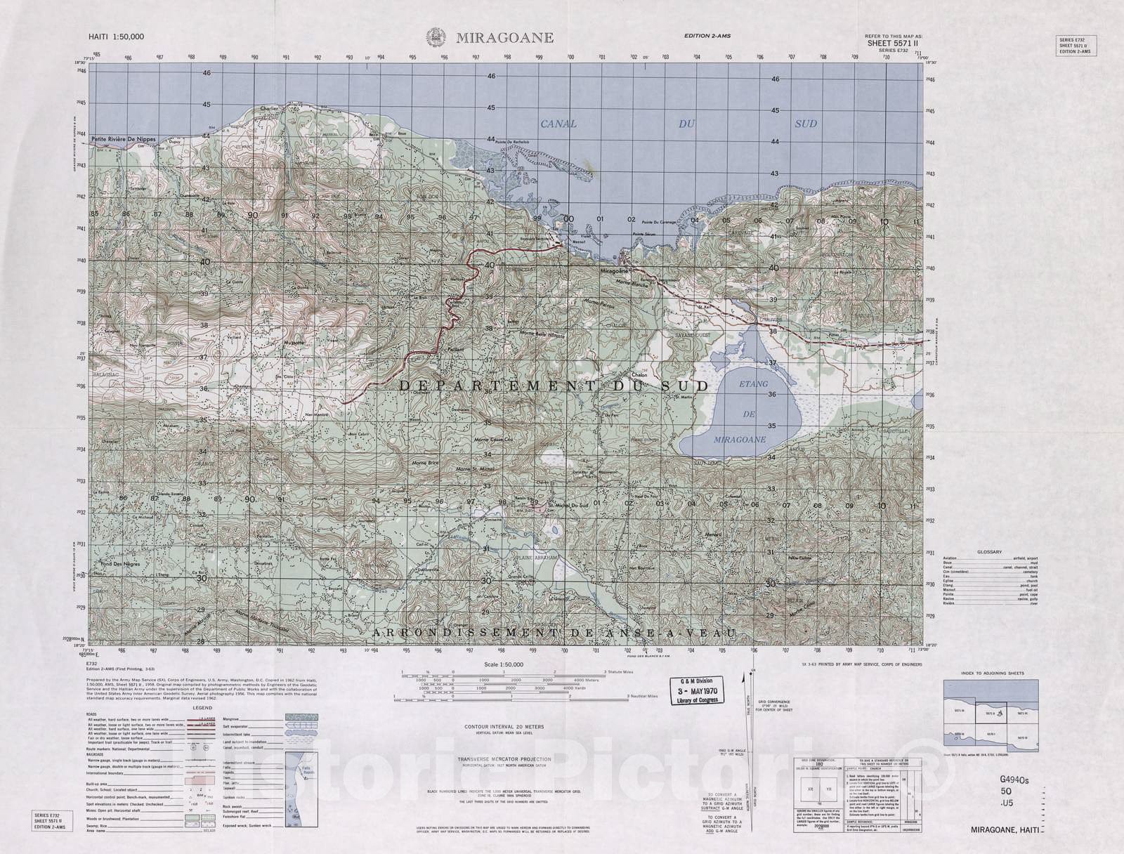 Historic 1948 Map - Haiti 1:50,000. - Miragoane, Sheet 5571 II - 2 ed.