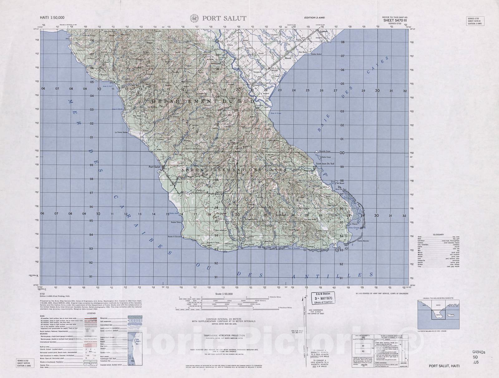 Historic 1948 Map - Haiti 1:50,000. - Port Salut, Sheet 5470 III - 2 ed.