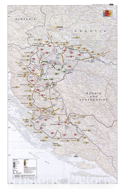 Historic 2002 Map - Balkan battlegrounds - Croatia: Operation Oluja, 4-8 August 1995