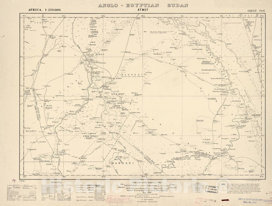 Historic 1909 Map - Sudan 1:250,000 - Atwot Sheet 78-E Dec 1930 - Anglo-Egyptian Sudan