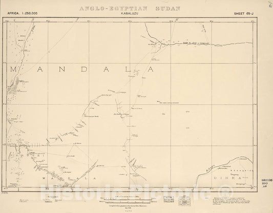 Historic 1909 Map - Sudan 1:250,000 - Kabaluzu Sheet 65-J Jun 1916 - Anglo-Egyptian Sudan 1