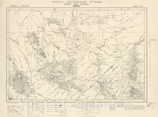 Historic 1909 Map - Sudan 1:250,000 - Didinga Sheet 78-O Dec 1941 - Anglo-Egyptian Sudan