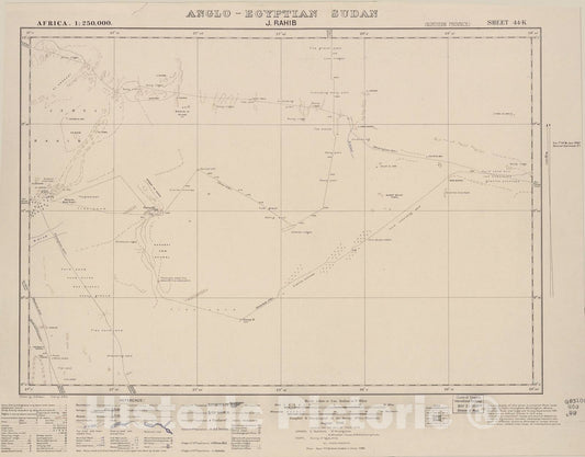 Historic 1909 Map - Sudan 1:250,000 - J. Rahib Sheet 44-K Aug 1942 - Anglo-Egyptian Sudan