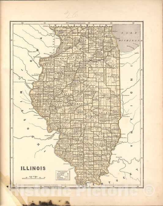 Historic 1842 Map - Morse's North American Atlas. - Illinois - Morse's cerographic maps
