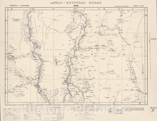 Historic 1909 Map - Sudan 1:250,000 - Adok Sheet 66-M May 1939 - Anglo-Egyptian Sudan