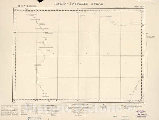 Historic 1909 Map - Sudan 1:250,000 - Anglo-Egyptian Sudan 34-N Nov 1934 - Anglo-Egyptian Sudan